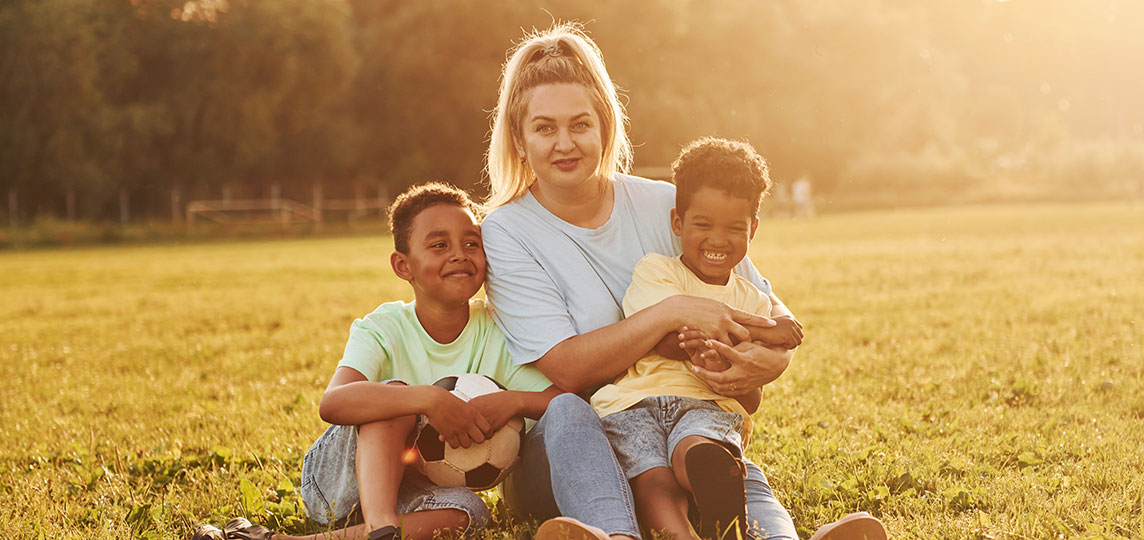 young mother with her two sons