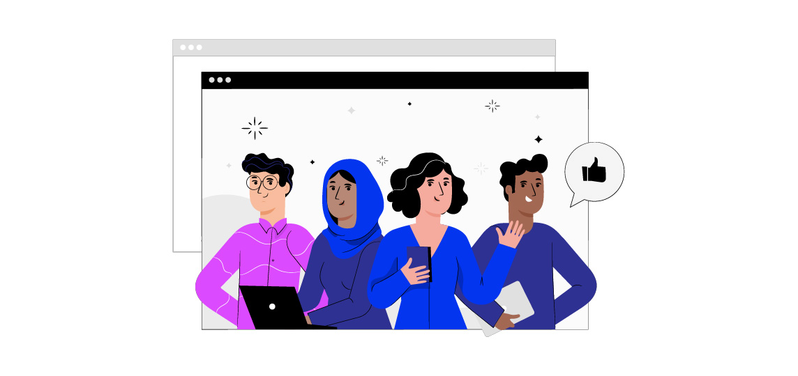 Illustration of a group of web developers