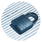 lock against a paper with the words cyber security standing out 